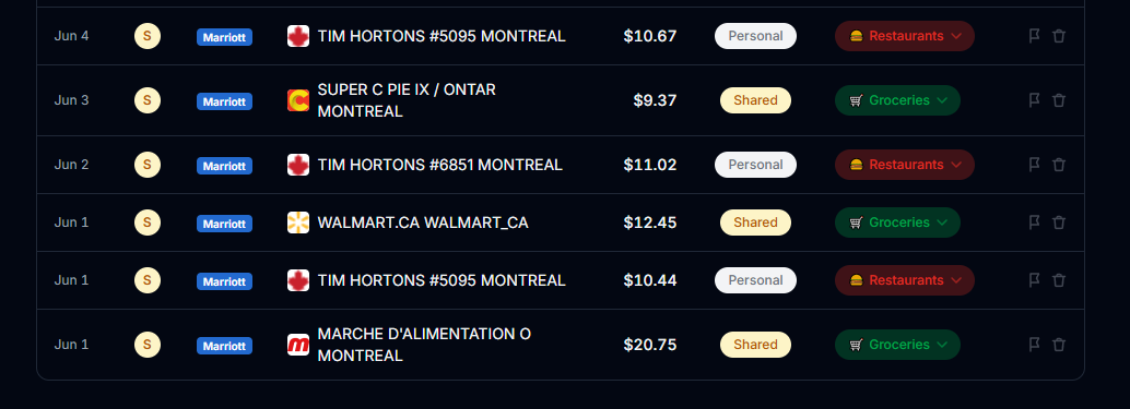 Merchant logos in the transaction list